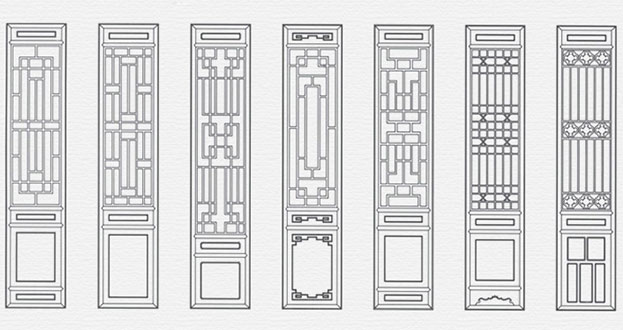 龙井常用中式仿古花窗图案隔断设计图